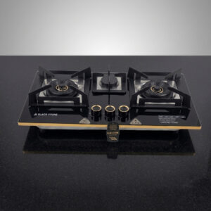 Black Stone BS-850 Glass Top Built-in Gas Hob | 2 Burner Auto Ignition | 16×28 Inch